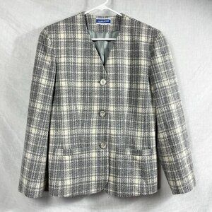 Pendleton Wool Plaid Suit Jacket Blazer Womens M Professional Office Twee Preppy